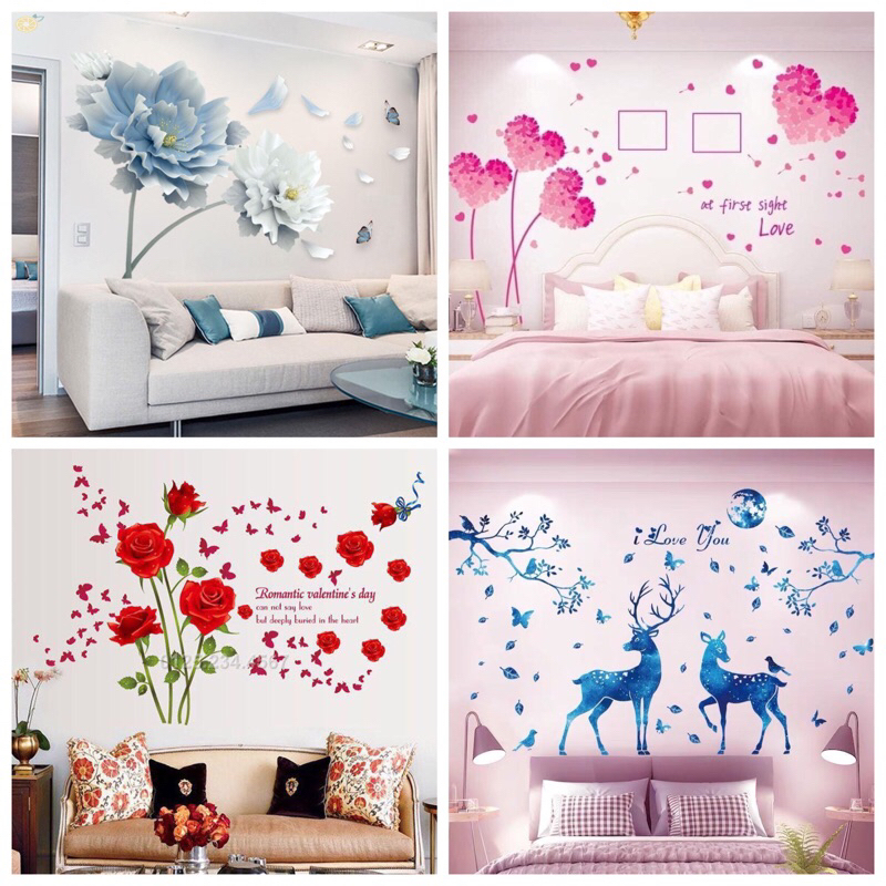 Decal trang trí phòng ngủ ,phòng khách (tổng hợp nhiều mẫu) sẵn keo dán