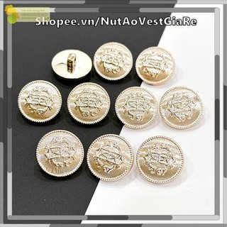 Set 10 nút áo nhựa màu vàng kiểu huy hiệu có sọc size 1.8cm, 2cm cho áo vest, áo đầm