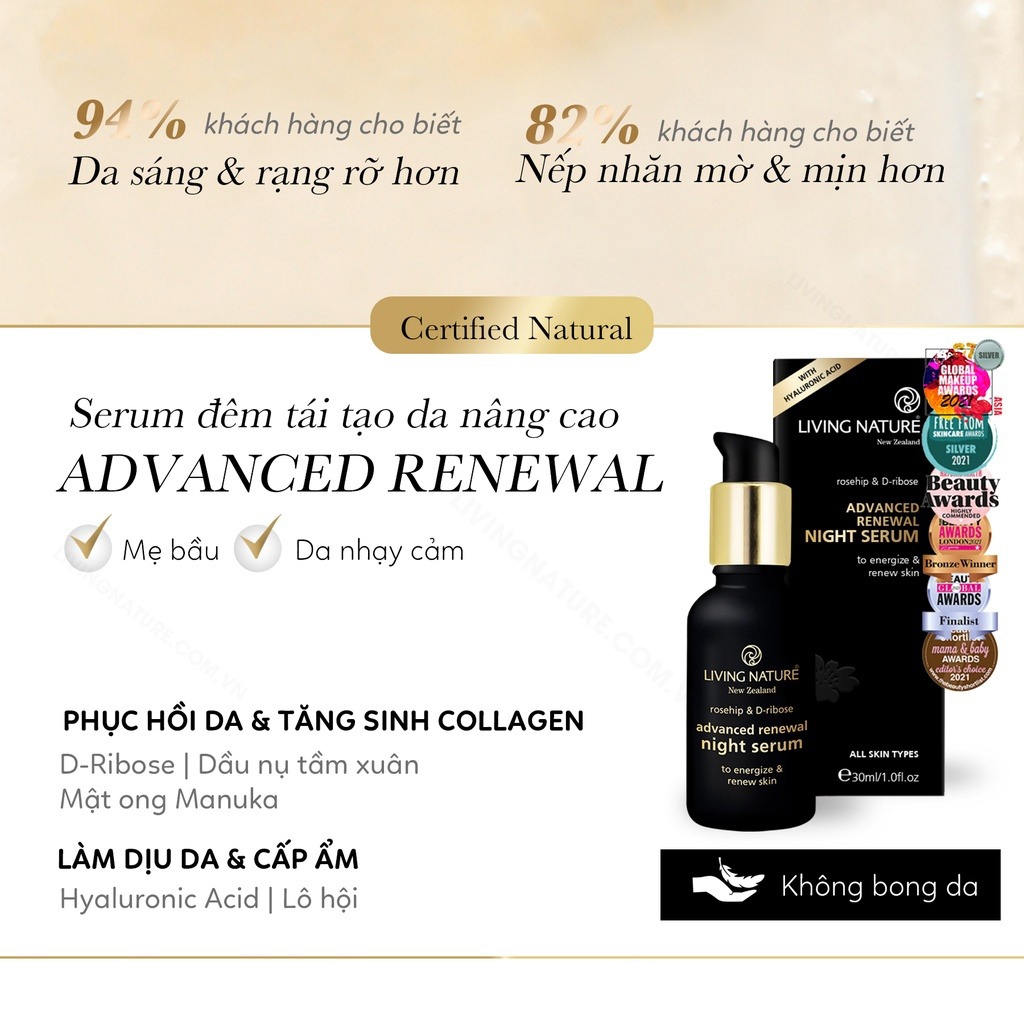 Bộ Đôi Dưỡng Sáng Da Ngày Đêm Living Nature Active Brightening Serum & Renewal Night Serum 30ml