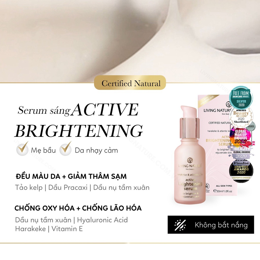 Bộ Đôi Dưỡng Sáng Da Ngày Đêm Living Nature Active Brightening Serum & Renewal Night Serum 30ml