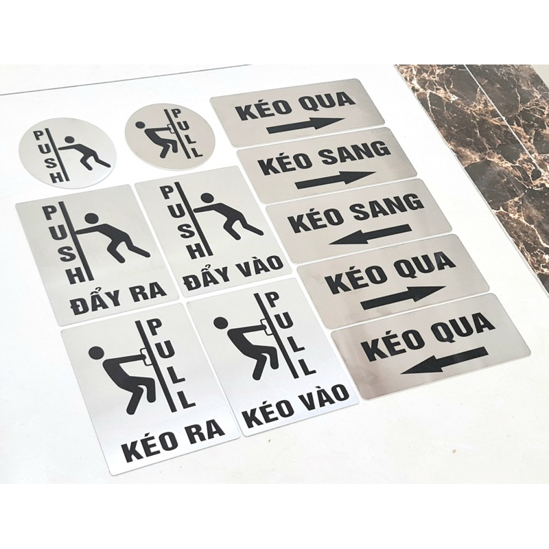 Biển chỉ dẫn mở cửa kéo, đẩy, Biển PULL, biển PUSH sang trọng, lịch sự có sẵn băng dính 2 mặt