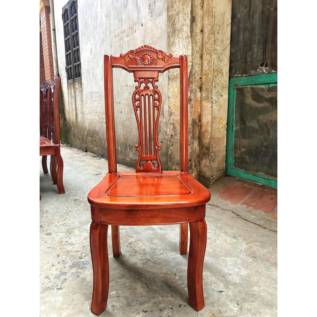 Bộ bàn ghế ăn bàn oval gỗ xoan đào