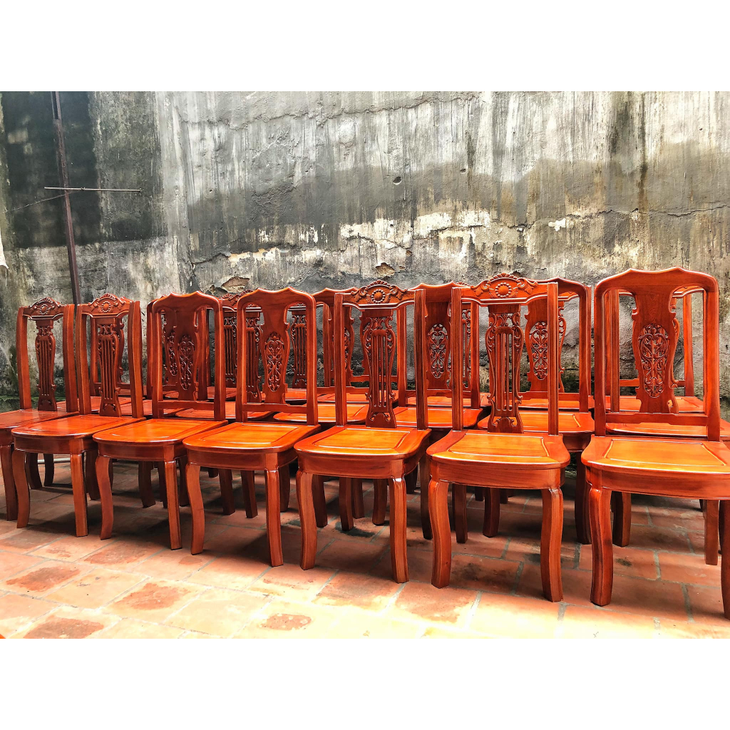 Bộ bàn ghế ăn bàn oval gỗ xoan đào