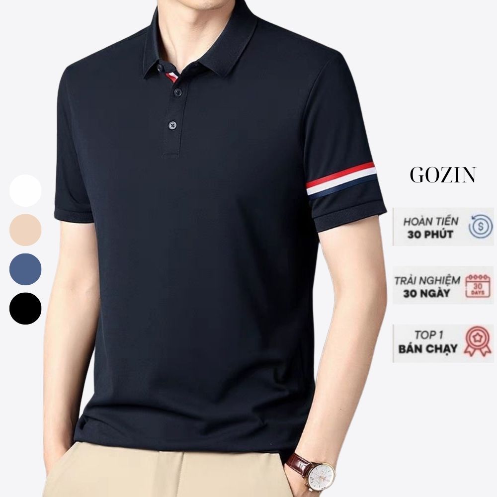 Áo polo nam GOZIN chất vải cá sấu cotton co giãn thoả mái thoáng mát thấm hút mồ hồi không nhăn nhầu