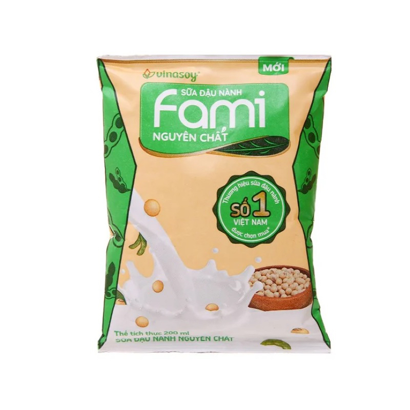 Sữa Đậu Nành Fami bịch nguyên chất 200ml có đường/ít đường