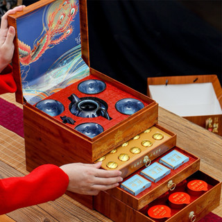 Bộ quà Tết 2025 bách niểu triều Phượng danh trà và ấm Trung Hoa