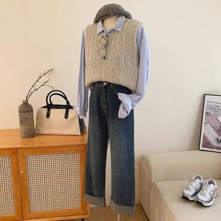 🔥🔥Hàng QC Quần jeans suông gập gấu mix đồ xinh cực. Chất jean mềm sụn mặc bao phê 😍