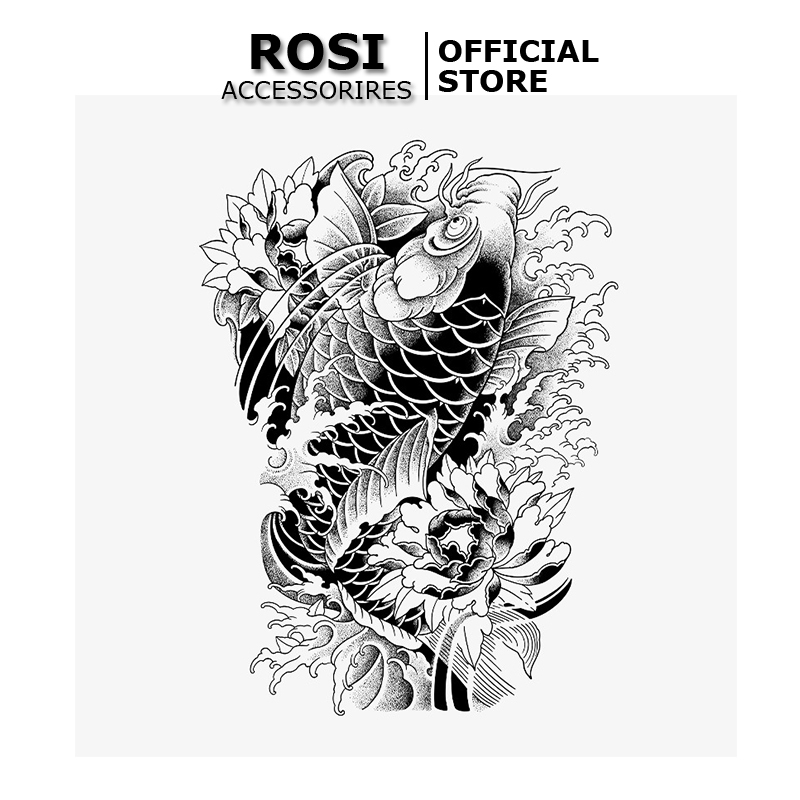  Hình xăm cá chép 15 ngày chống nước HC-477 miếng dán hình săm tạm thời cực đẹp 