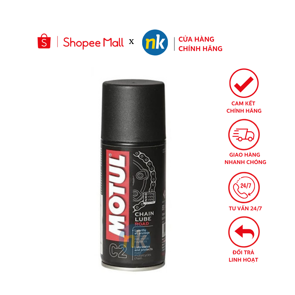 Chai xịt dưỡng sên - xích Motul MC Care C2 Chain Lube Road 150ml NK - Hàng Chính Hãng Motul
