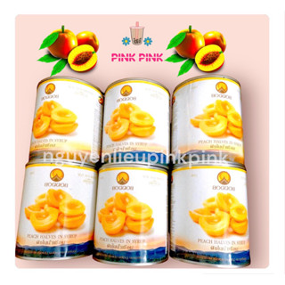 LON Đào Ngâm BODDOB Thái Lan Đóng Hộp 820g Từ Pink Pink Nguyên Liệu & Dụng cụ Pha Chế Đồ Uống