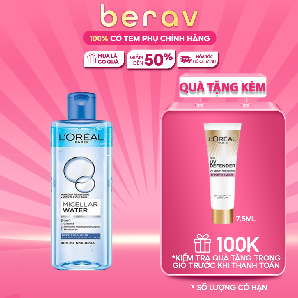 Nước tẩy trang LOreal Paris đa năng 3in1 sạch sâu 400ML (L'Oreal Paris - Xanh đậm)
