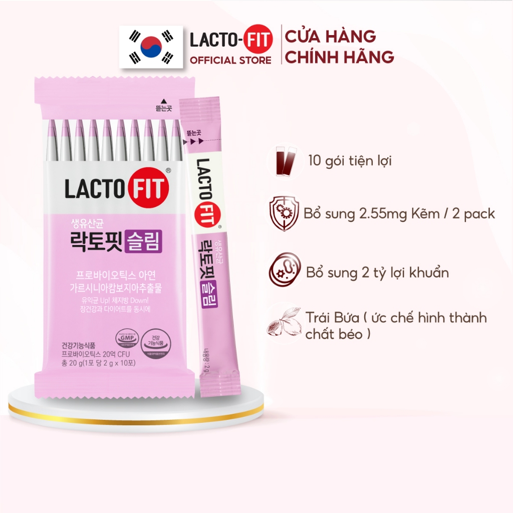 10 Gói Men Vi Sinh Hàn Quốc LACTO-FIT SLIM Cải Thiện Đường Ruột, Hỗ Trợ Người Ăn Kiêng, Giảm Cân 