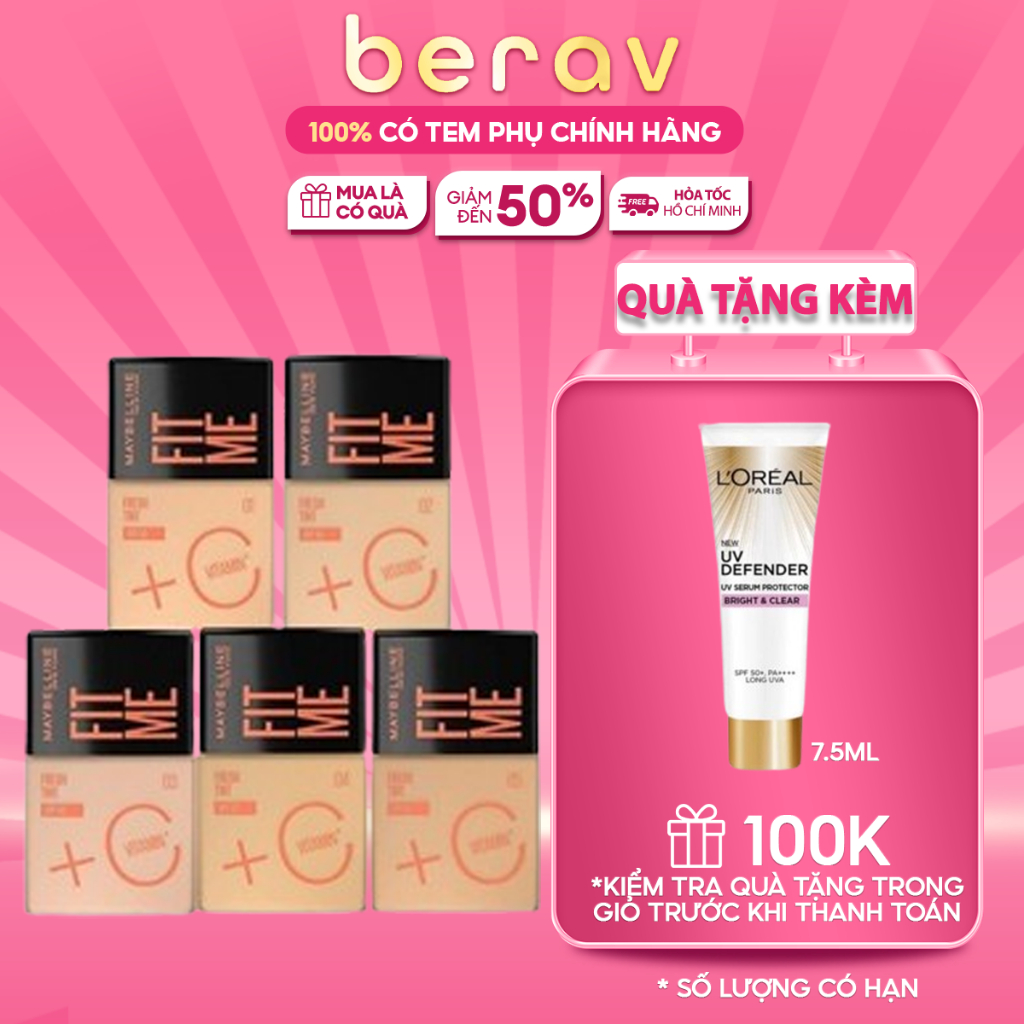 Kem Nền Fit Me Maybelline Tint C Tươi Mướt Chống Nắng với Vitamin C & SPF50
