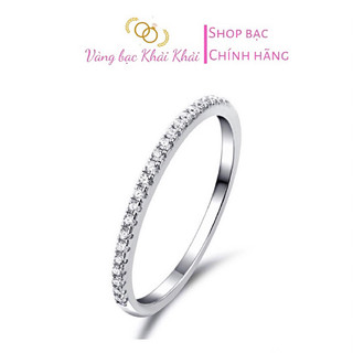 Nhẫn nữ bạc ta một hàng đá loại dày dặn sáng bóng - Vàng Bạc Khải Khải