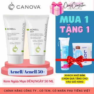 [TEM CTY] CANOVA Acnell & Acnell 50+ (50mL) - Kem ngừa mụn ban đêm / ngày dành cho da mụn, nhạy cảm