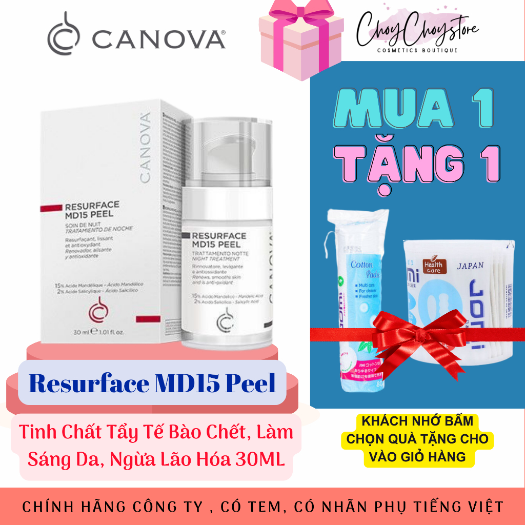 Tinh chất Canova Resurface MD15 Peel 30mL làm sáng da, tẩy tế bào chết, ngăn ngừa lão hóa