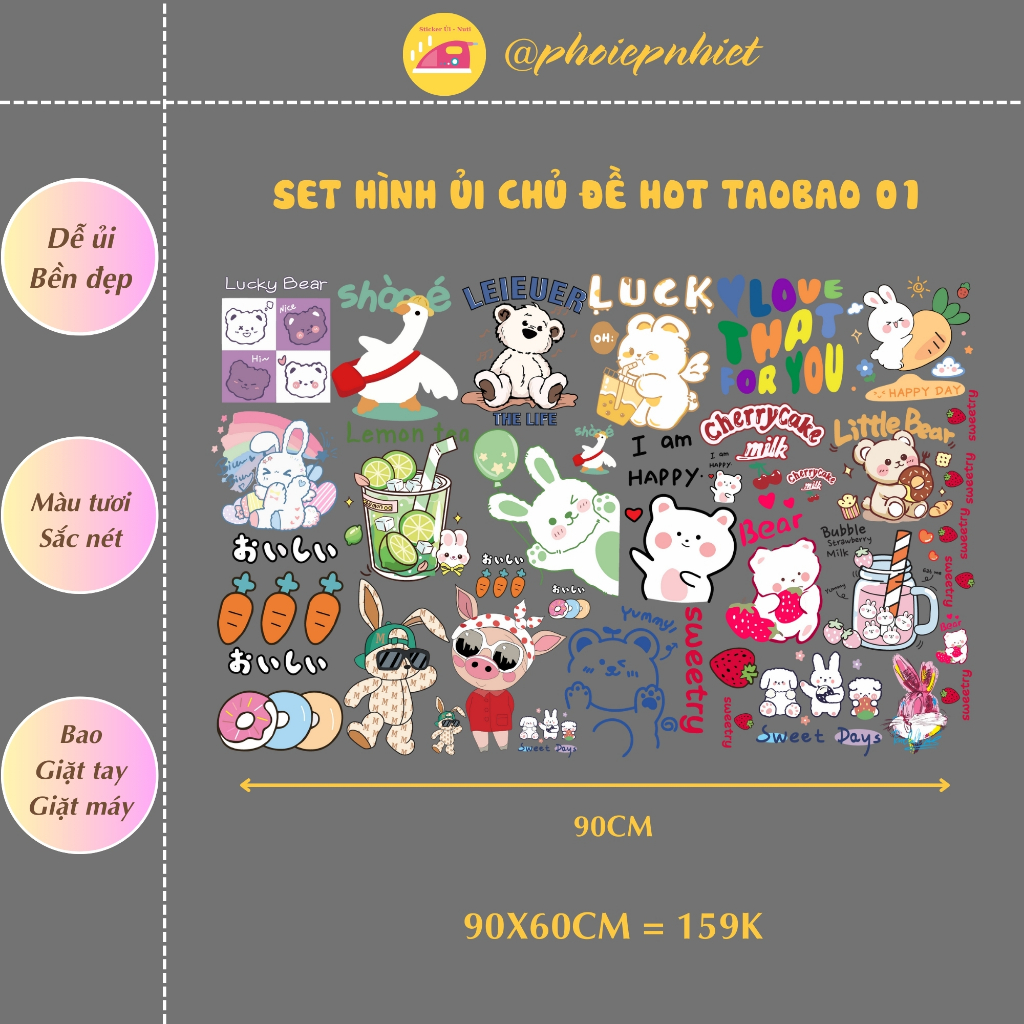 Hình ủi nhiệt, pet chuyển nhiệt chủ đề hottaobao