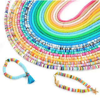 Hạt đất sét 4-6mm tròn phẳng làm vòng tay/ vòng cổ/ dây đeo điện thoại Handmade DIY