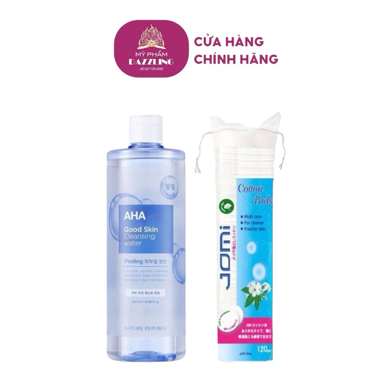 COMBO Nước Tẩy Trang Nature Republic 500ml + Bông Tẩy Trang Jomi 120 miếng