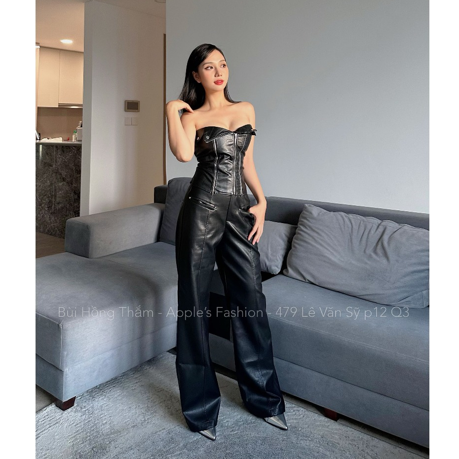 Quần da loang đen nâu