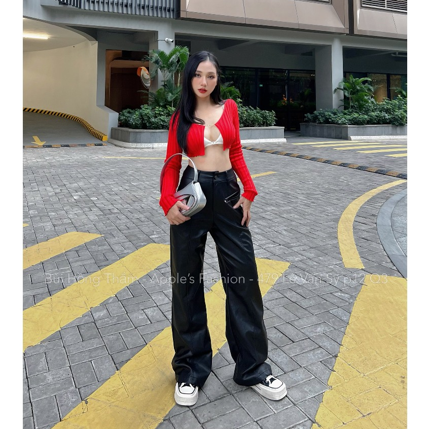 Quần da loang đen nâu