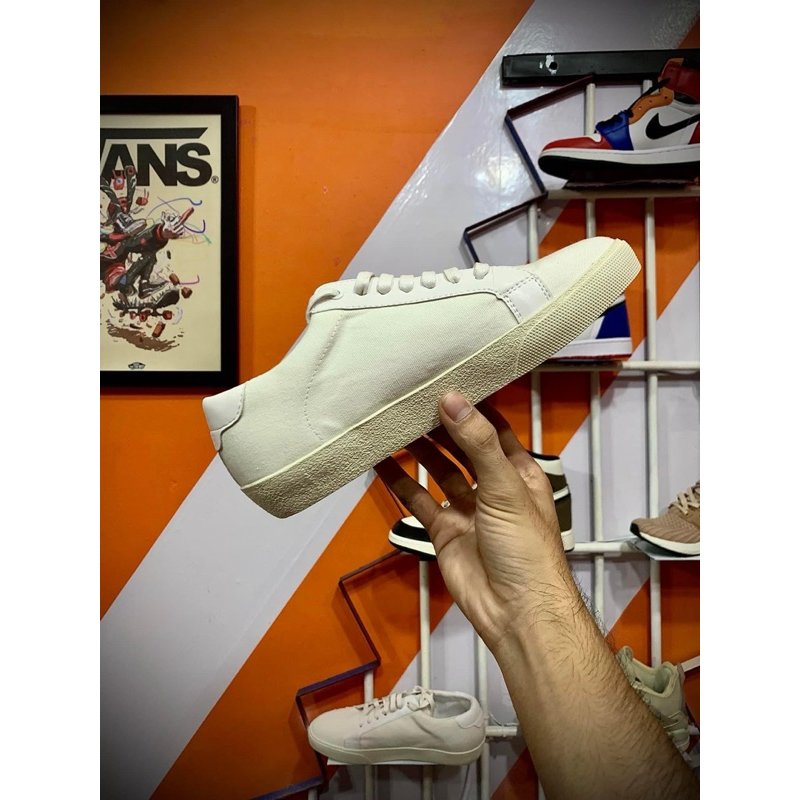 Giày Thể Thao Saint Laurent Nam Nữ Full Box Xịn Sò, Giày Sneaker Saint Laurent Bản Rách Màu Kem Vàng Và Trắng