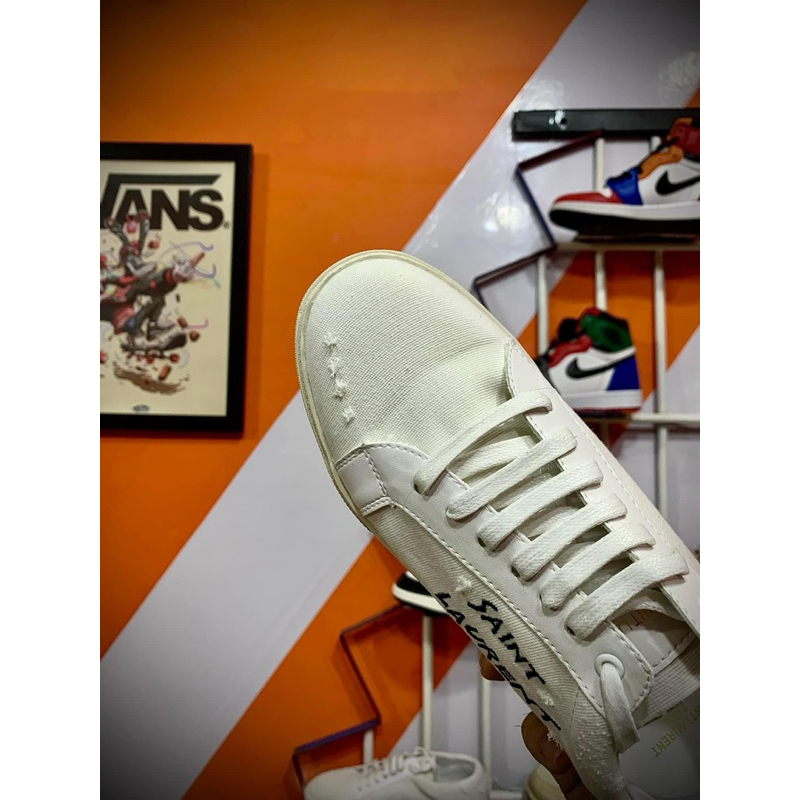 Giày Thể Thao Saint Laurent Nam Nữ Full Box Xịn Sò, Giày Sneaker Saint Laurent Bản Rách Màu Kem Vàng Và Trắng