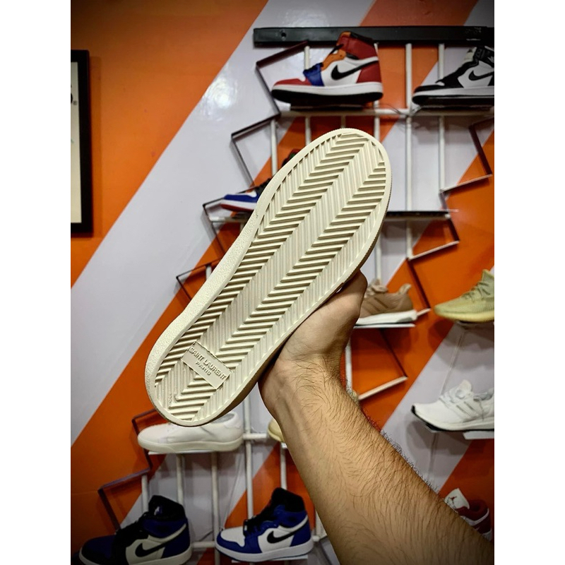 Giày Thể Thao Saint Laurent Nam Nữ Full Box Xịn Sò, Giày Sneaker Saint Laurent Bản Rách Màu Kem Vàng Và Trắng