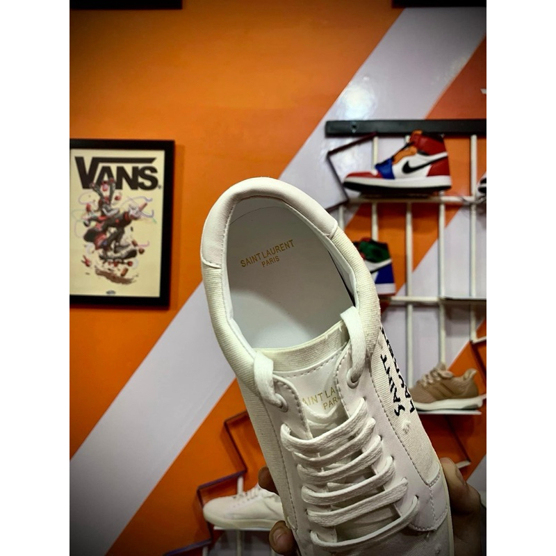 Giày Thể Thao Saint Laurent Nam Nữ Full Box Xịn Sò, Giày Sneaker Saint Laurent Bản Rách Màu Kem Vàng Và Trắng