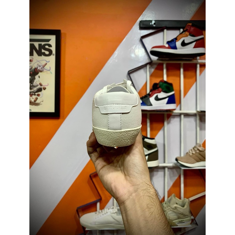 Giày Thể Thao Saint Laurent Nam Nữ Full Box Xịn Sò, Giày Sneaker Saint Laurent Bản Rách Màu Kem Vàng Và Trắng