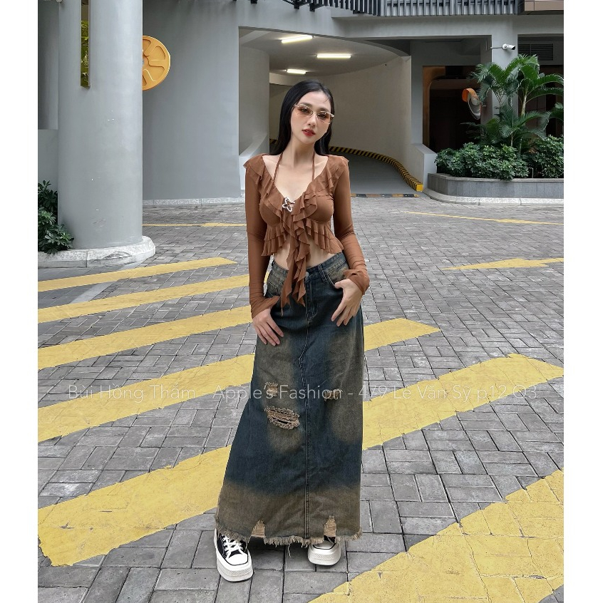 Cv jeans dài rêu rách