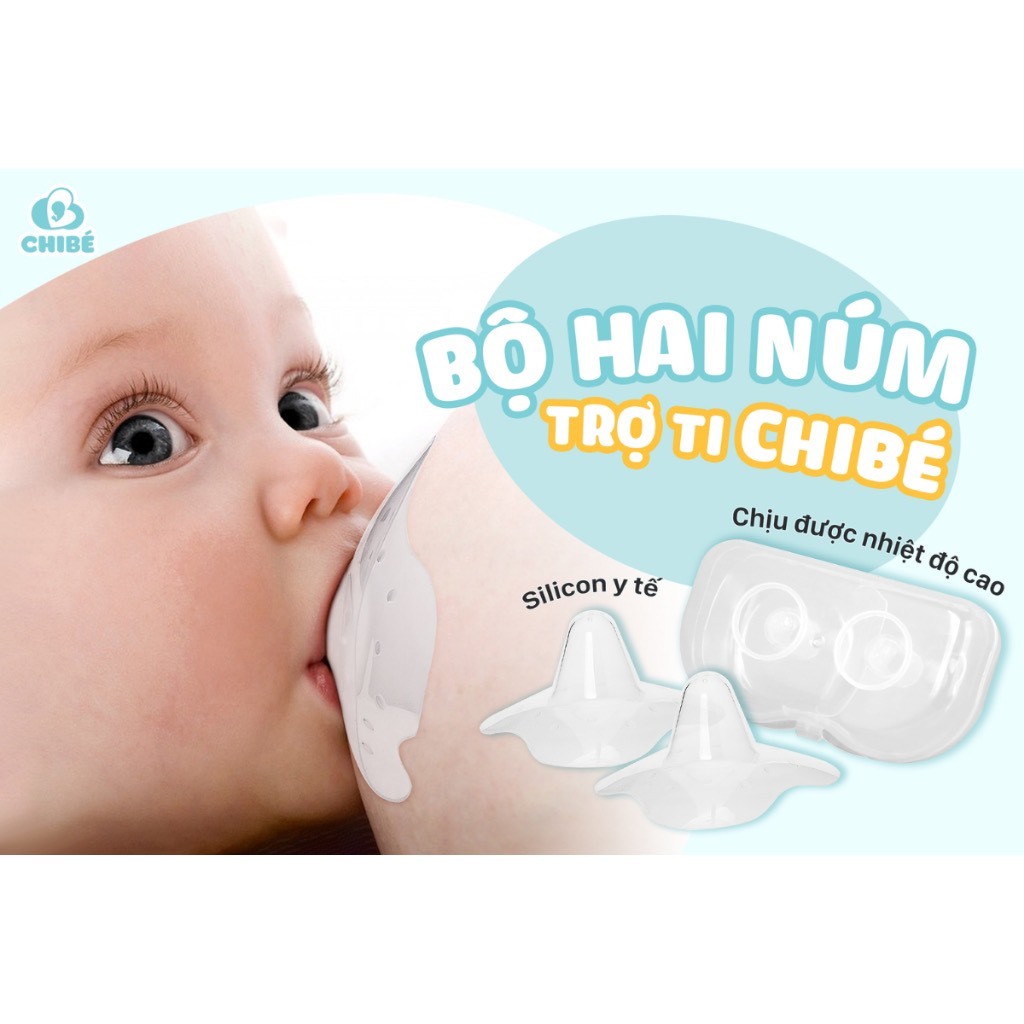 Hộp 2 Núm Trợ Ti Cho Mẹ CHIBÉ - Hỗ Trợ Cho Bé bú , hỗ trợ mẹ đầu ti ngắn hoặc bị thụt,Chibe