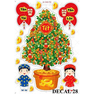 Decal tết trang trí tết 2024 - dán kính, dán tường, trang trí nhà cửa