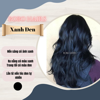 thuốc nhuộm tóc màu xanh đen kèm oxy trợ nhuộm và gang tay