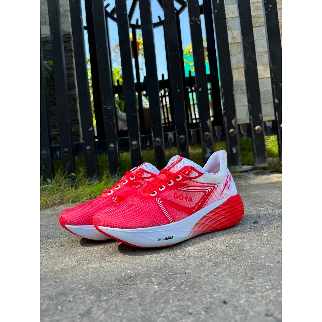 Giày thể thao chạy bộ nam nữ Goya Strides 2 năm 2024 màu trắng đỏ
