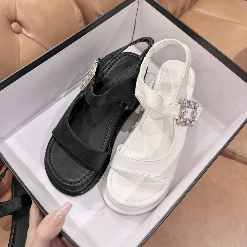 GIÀY SANDAL XUỒNG QUAI DA PHỐI KHOÁ VUÔNG SIÊU XINH HÀNG QUẢNG CHÂU XỊN