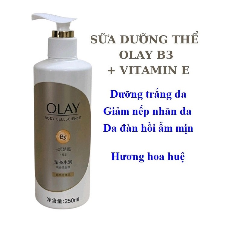 Dưỡng thể kích trắng OLAY Body Cellscience B3 + Body Lotion Whitening + Radiance làm sáng, trắng da
