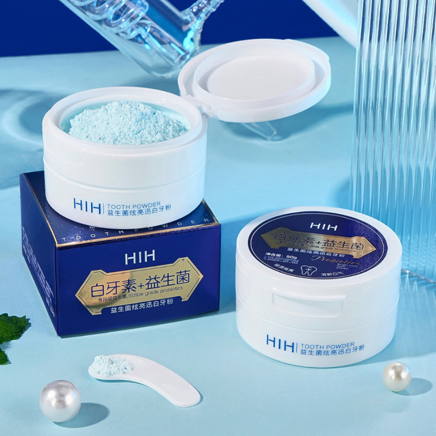 Bột Trắng Răng Tự Nhiên HIH 50G Hương Bạc Hà, Trắng Răng Khử Ổ Vàng, Sạch Mảng Bám Dứt Điểm Hôi Miệng