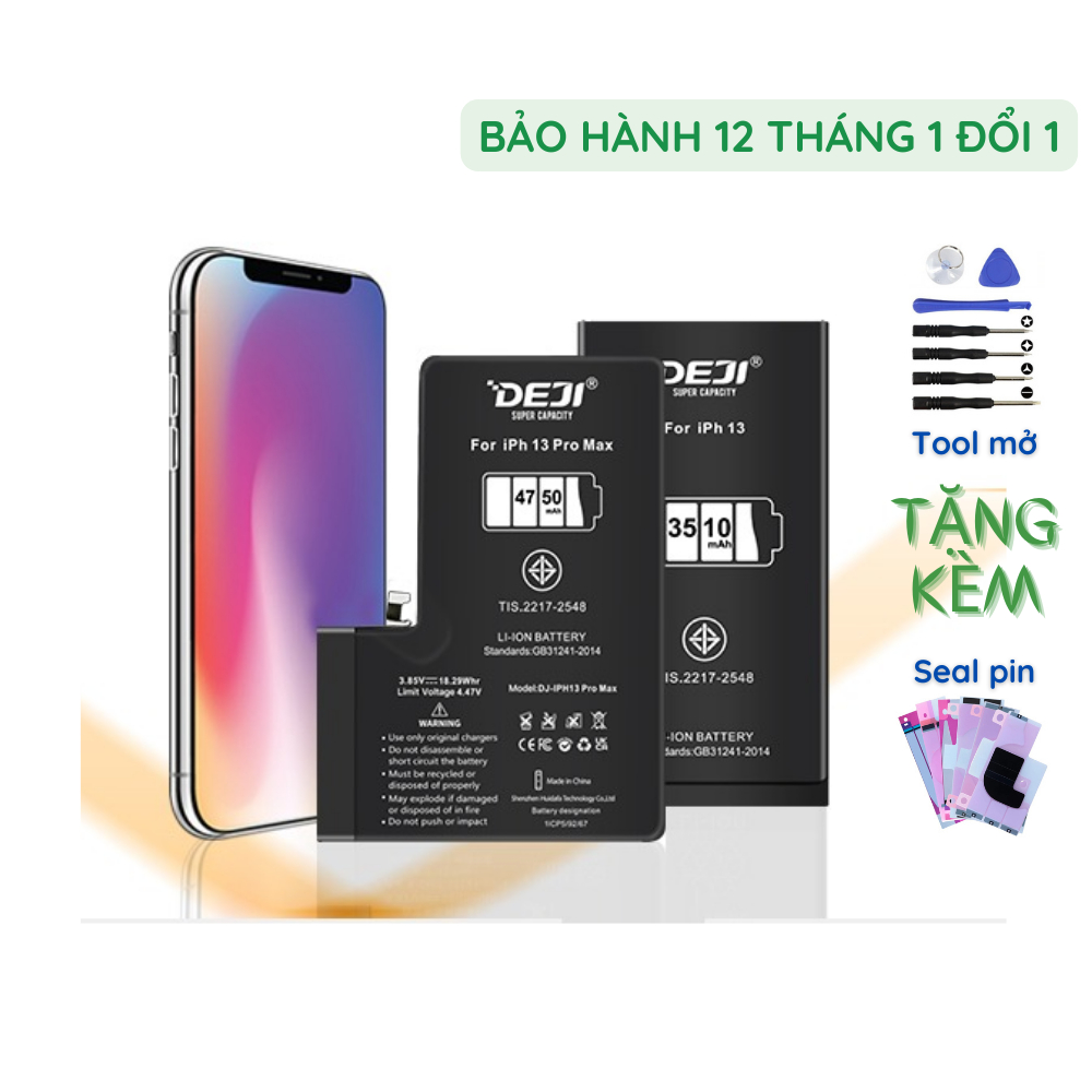 Siêu pin Deji dung lượng cao và chuẩn cho IP 4 4S 5 5S 5C 5SE 6 6S 7 8 Plus X XR XS XSM 11 12 13 14 Plus Pro Max SE2 SE3