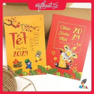Thiệp tết chúc mừng năm mới giáp thìn 2024, kt 9,5x14,5cm
