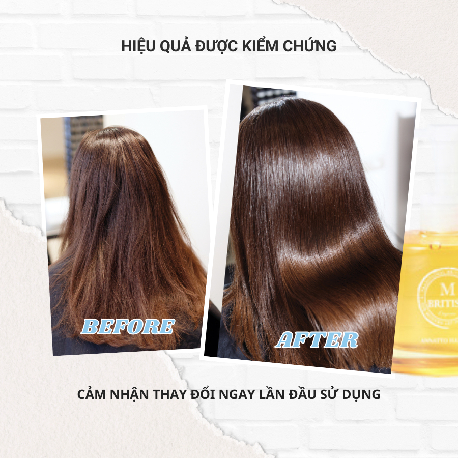 Dầu dưỡng tóc cao cấp Hàn Quốc BRITISH M Annatto Hair Oil phục hồi tóc hư tổn 70ml