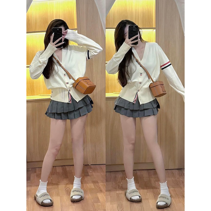 Áo Khoác Cardigan Thome Len ,Thêu Hình Cún Dễ Thương