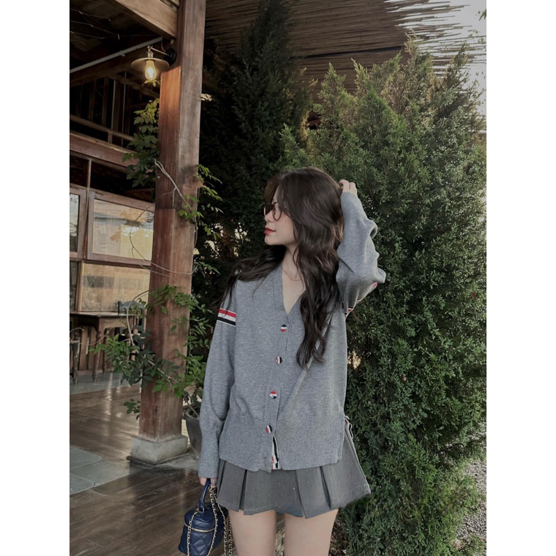 Áo Khoác Cardigan Thome Len ,Thêu Hình Cún Dễ Thương