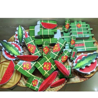 Sỉ mô hình bánh Trưng, Bánh Tét, Dưa Hấu bằng hộp giấy gấp-trang trí Tết