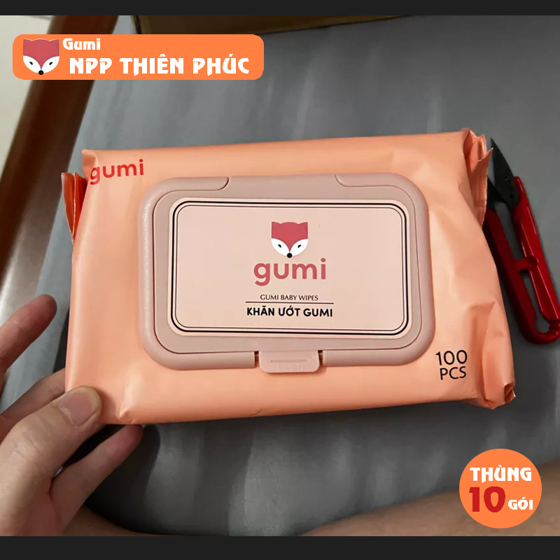 Khăn ướt Gumi  Không cồn. Không parabens. Vải không dệt Spunlace Cao cấp dành cho em bé