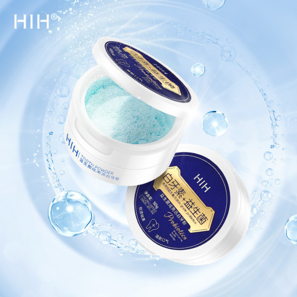 Bột Trắng Răng Tự Nhiên HIH 50G Hương Bạc Hà, Trắng Răng Khử Ổ Vàng, Sạch Mảng Bám Dứt Điểm Hôi Miệng