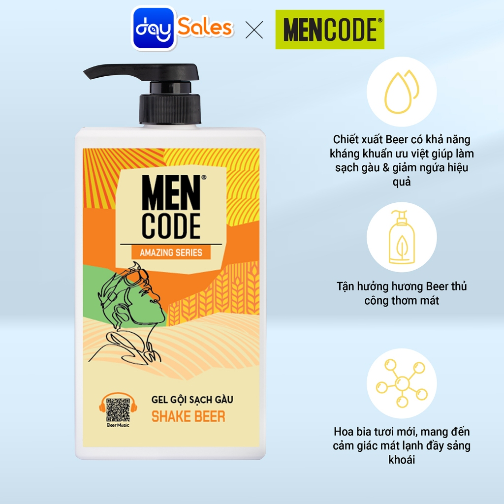 GEL GỘI MENCODE SẠCH GÀU SHAKE BEER 630ML