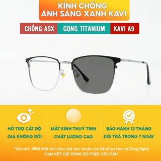 Kính Đổi Màu Chống Ánh Sáng Xanh Gọng Titanium Hàn Quốc Kavi A9, Bảo Vệ Mắt Toàn Diện Cả Trong Nhà Và Ngoài Trời
