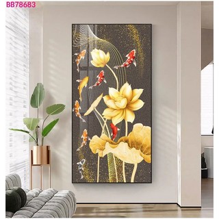 Tranh Đứng Tráng Gương Hoa Sen Phong Thủy Treo Tường Dùng Trang Trí Phòng Khách/ Phòng Làm Việc/ Làm Quà Tặng .