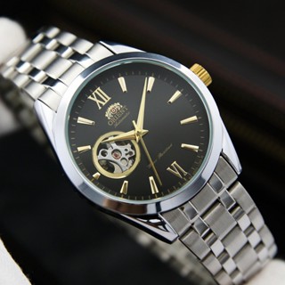 Đồng hồ nam Orient automatic lộ cơ Open Heart dây thép máy Nhật